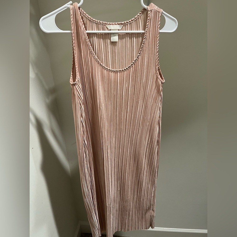 Champagne Sleeveless Pleated Dress
